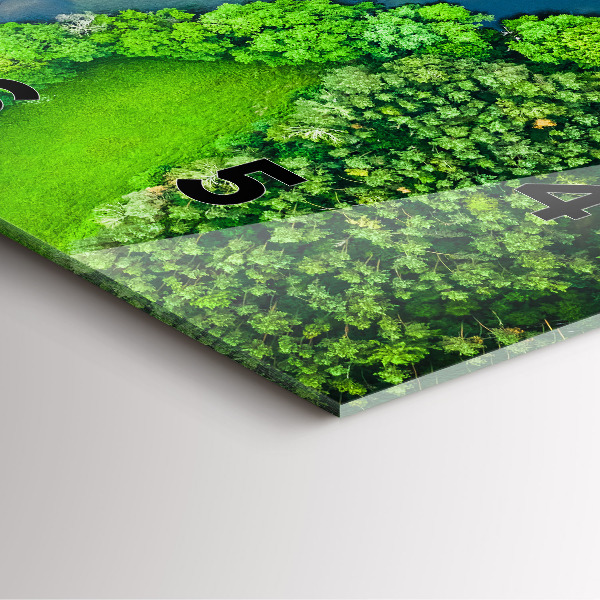 Ceas pătrat de perete din sticlă Râu în pădure