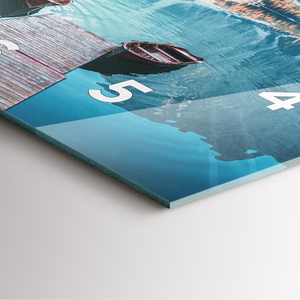 Ceas pătrat de perete din sticlă Barci pe lac