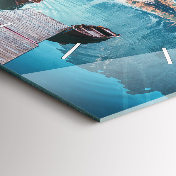 Ceas pătrat de perete din sticlă Barci pe lac