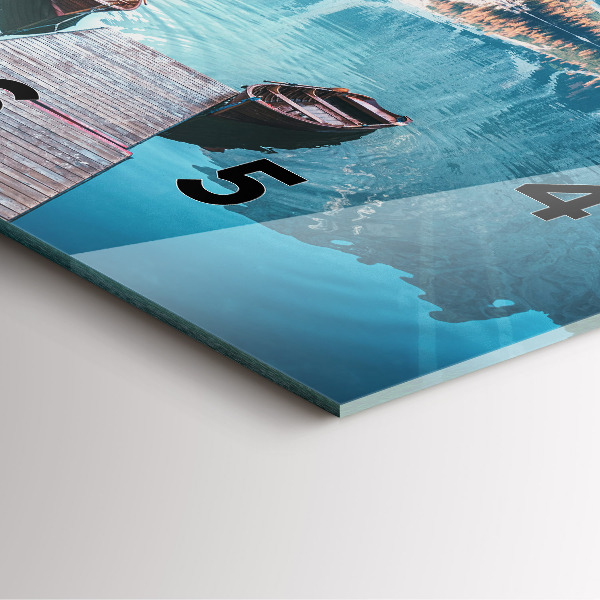 Ceas pătrat de perete din sticlă Barci pe lac