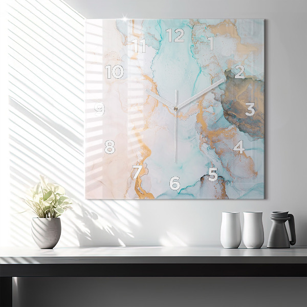 Ceas pătrat de perete din sticlă Imagine abstractă
