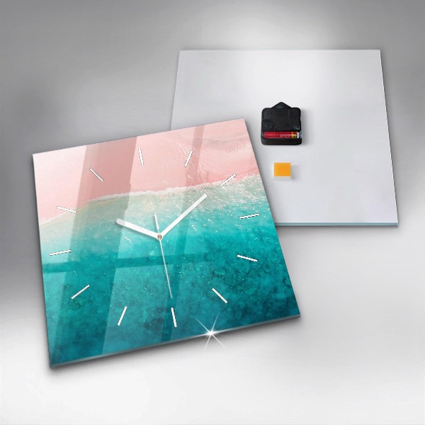 Ceas pătrat de perete din sticlă Plaja cu nisip de mare