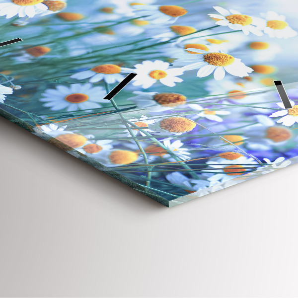 Ceas pătrat de perete din sticlă Fluture pe pajiște