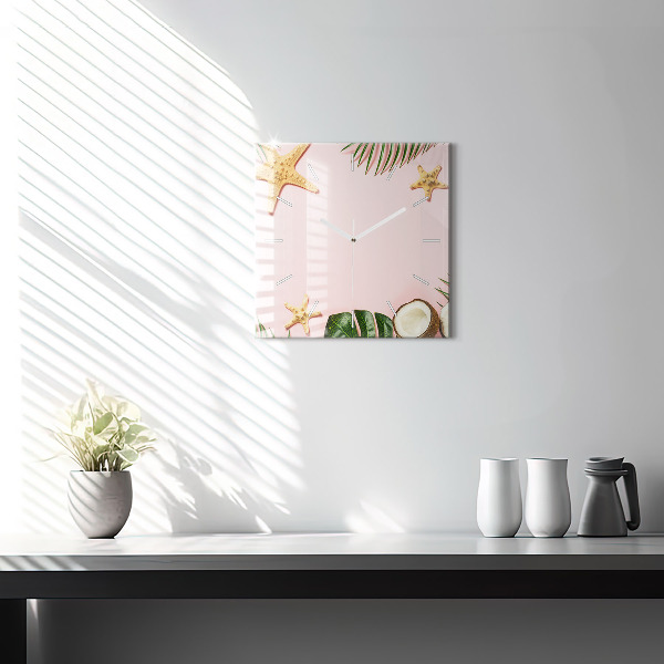 Ceas pătrat de perete din sticlă Dispoziție de vară