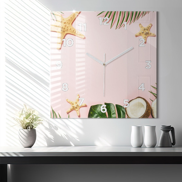 Ceas pătrat de perete din sticlă Dispoziție de vară