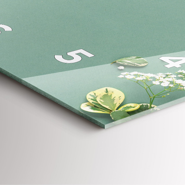 Ceas pătrat de perete din sticlă Flori delicate