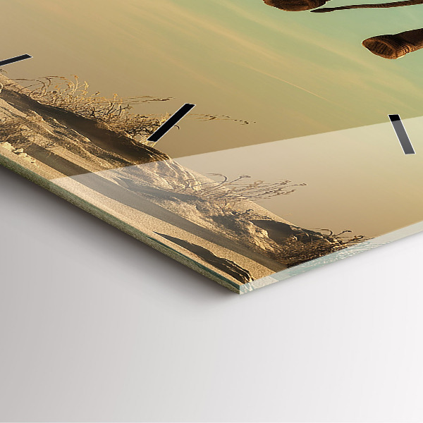 Ceas pătrat de perete din sticlă Elefant într-un copac