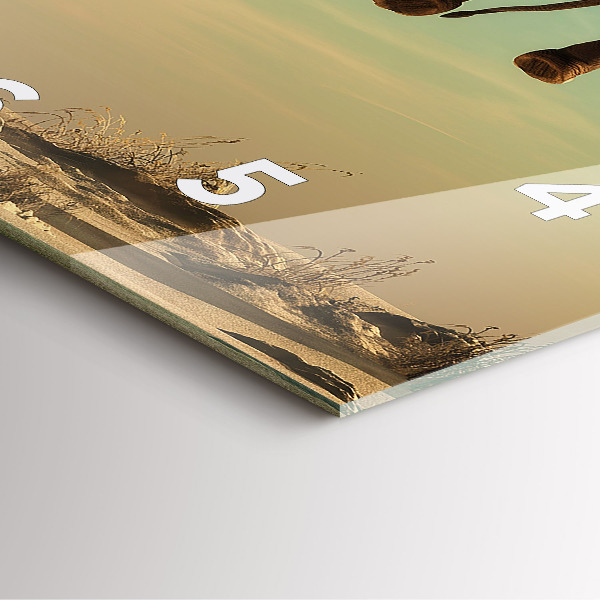 Ceas pătrat de perete din sticlă Elefant într-un copac