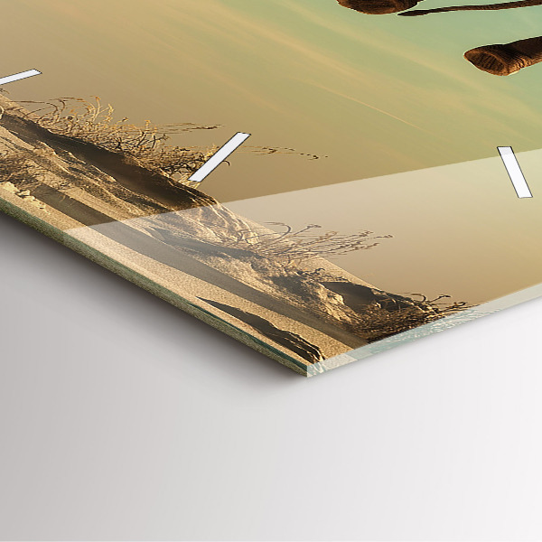 Ceas pătrat de perete din sticlă Elefant într-un copac