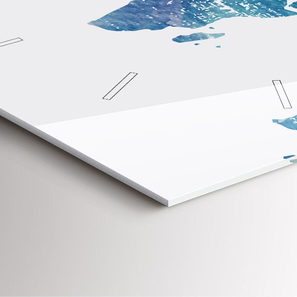 Ceas pătrat de perete din sticlă Harta lumii