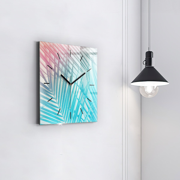 Ceas pătrat de perete din sticlă Palmier tropical