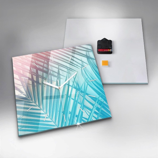 Ceas pătrat de perete din sticlă Palmier tropical