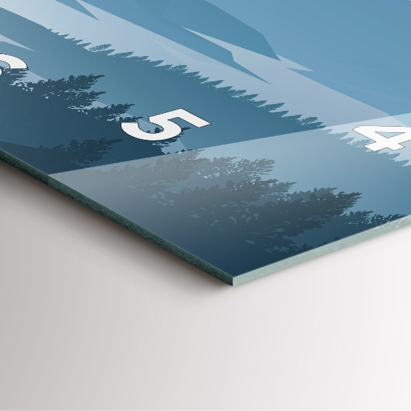 Ceas pătrat de perete din sticlă Peisaj montan