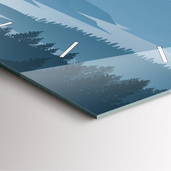 Ceas pătrat de perete din sticlă Peisaj montan