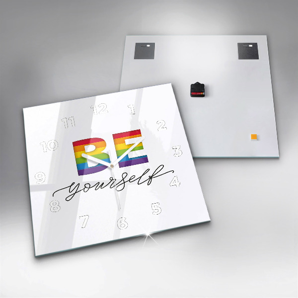 Ceas pătrat de perete din sticlă Inscripția Fii tu însuți