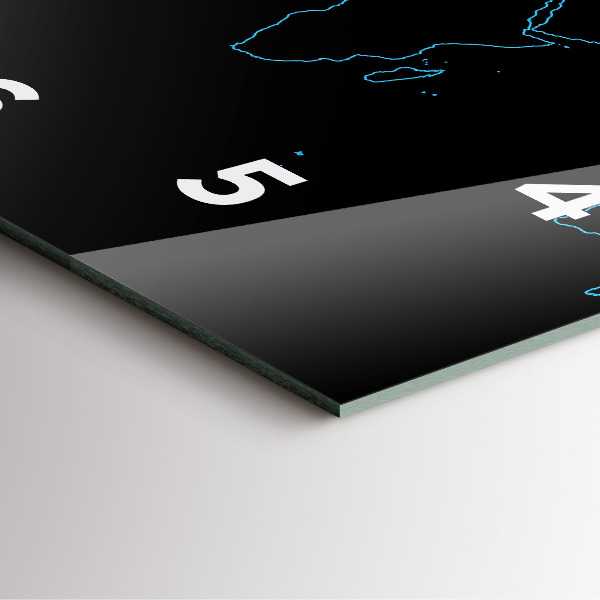 Ceas pătrat de perete din sticlă Contururile hărții lumii