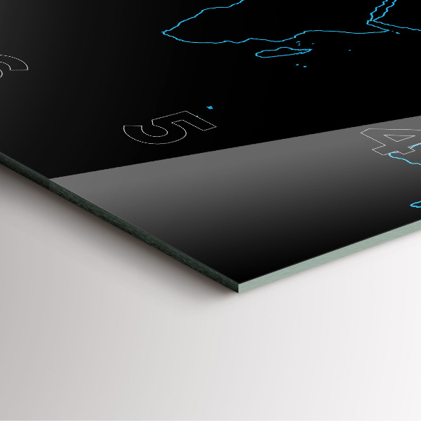 Ceas pătrat de perete din sticlă Contururile hărții lumii