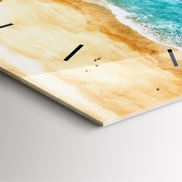 Ceas pătrat de perete din sticlă Oameni de pe plajă