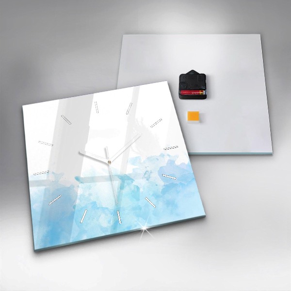 Ceas pătrat de perete din sticlă Pete pictate