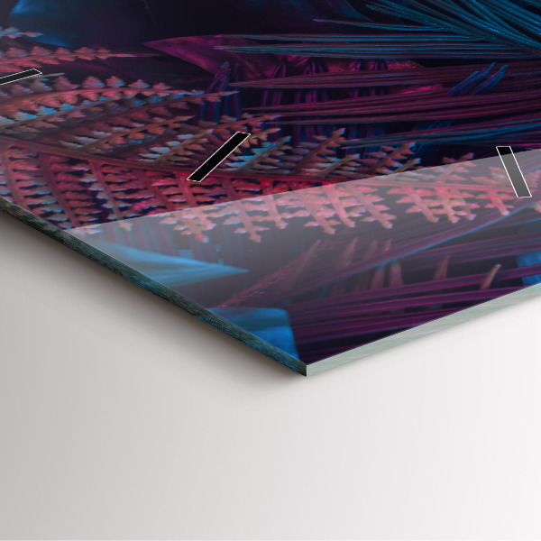 Ceas pătrat de perete din sticlă Flori exotice