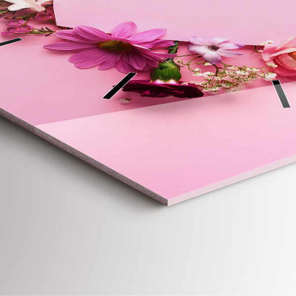 Ceas pătrat de perete din sticlă Inimă făcută din flori