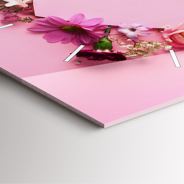 Ceas pătrat de perete din sticlă Inimă făcută din flori