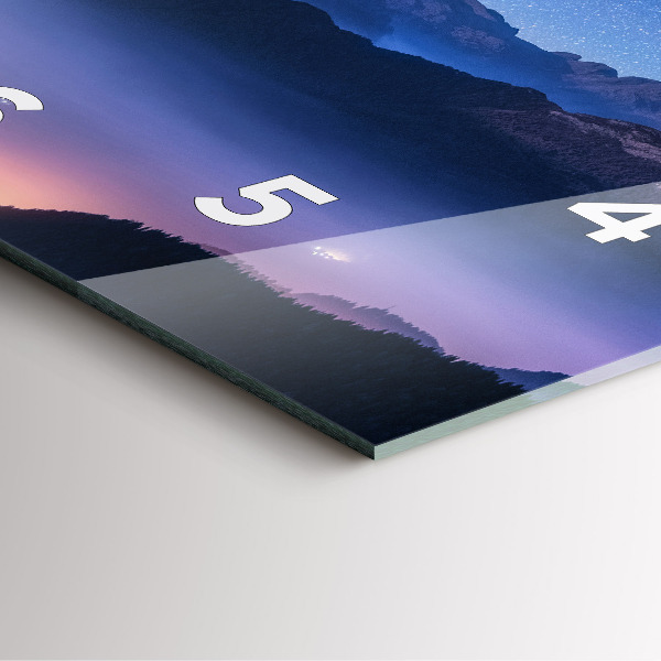 Ceas pătrat de perete din sticlă Calea Lactee și munții