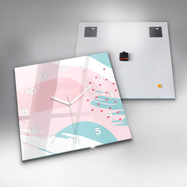 Ceas pătrat de perete din sticlă Abstracția pastelului