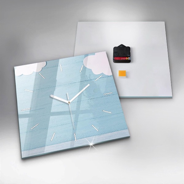 Ceas pătrat de perete din sticlă Tabla pentru copii
