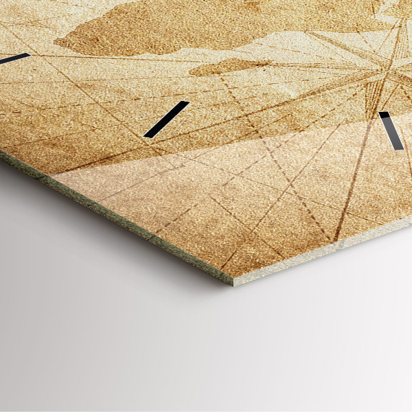 Ceas pătrat de perete din sticlă Harta lumii vintage