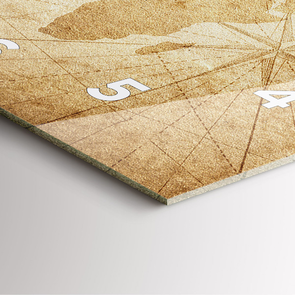 Ceas pătrat de perete din sticlă Harta lumii vintage