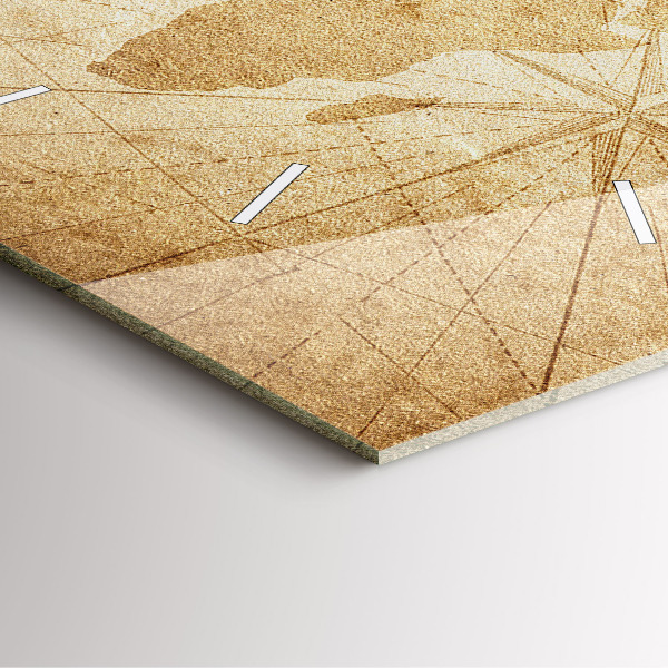 Ceas pătrat de perete din sticlă Harta lumii vintage