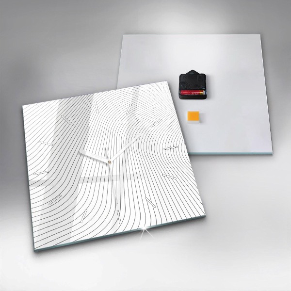 Ceas pătrat de perete din sticlă Linii abstracte