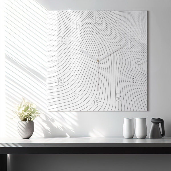 Ceas pătrat de perete din sticlă Linii abstracte