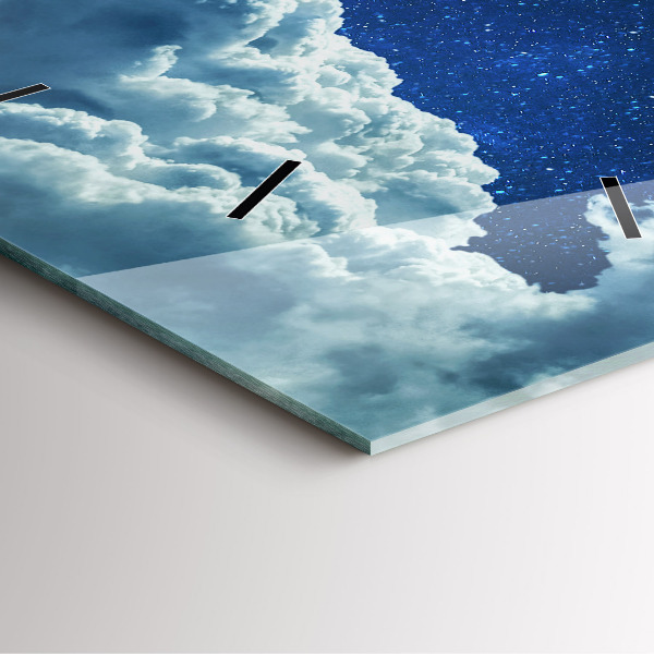 Ceas pătrat de perete din sticlă cerul de noapte