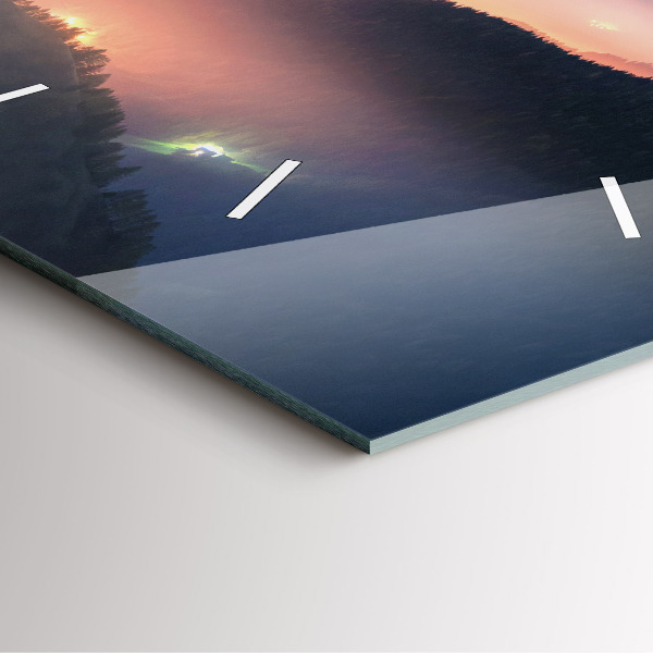 Ceas pătrat de perete din sticlă Peisaj de vârfuri muntoase