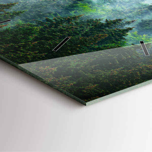 Ceas pătrat de perete din sticlă Pădure cețoasă