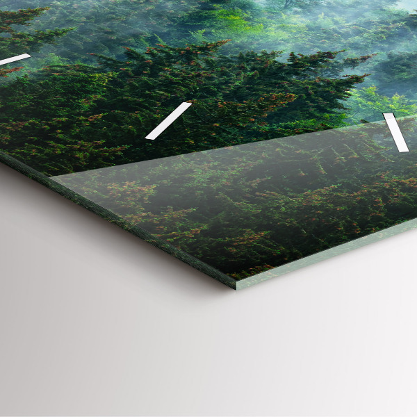 Ceas pătrat de perete din sticlă Pădure cețoasă