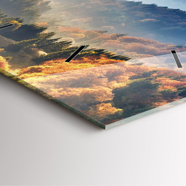 Ceas pătrat de perete din sticlă Peisaj montan