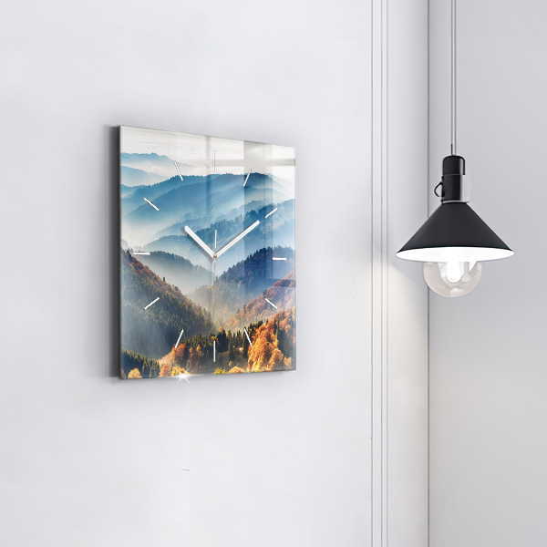 Ceas pătrat de perete din sticlă Peisaj montan