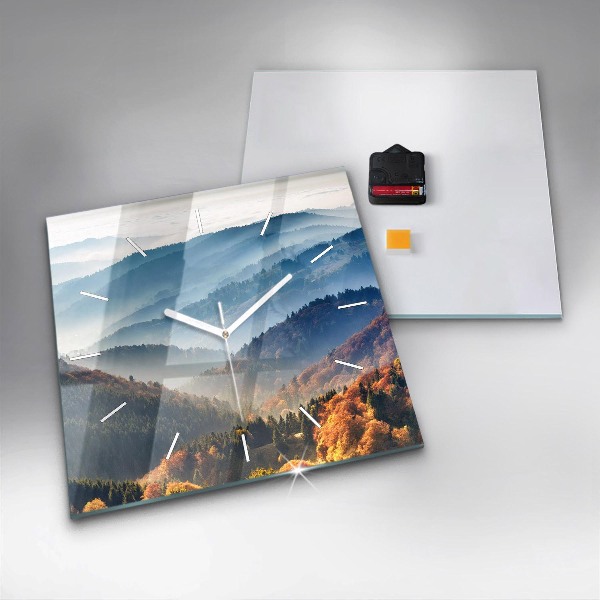 Ceas pătrat de perete din sticlă Peisaj montan