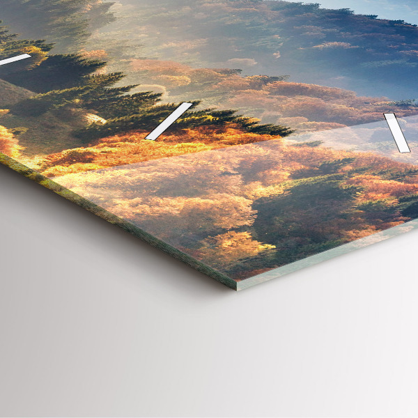 Ceas pătrat de perete din sticlă Peisaj montan