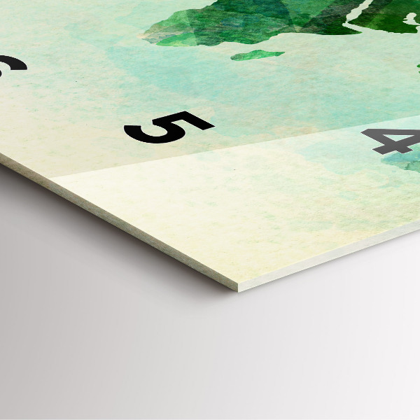 Ceas pătrat de perete din sticlă Harta lumii acuarela