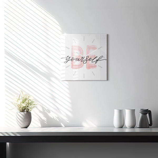 Ceas pătrat de perete din sticlă Inscripția Fii tu însuți