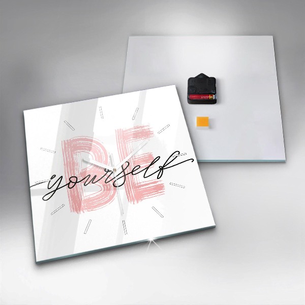 Ceas pătrat de perete din sticlă Inscripția Fii tu însuți