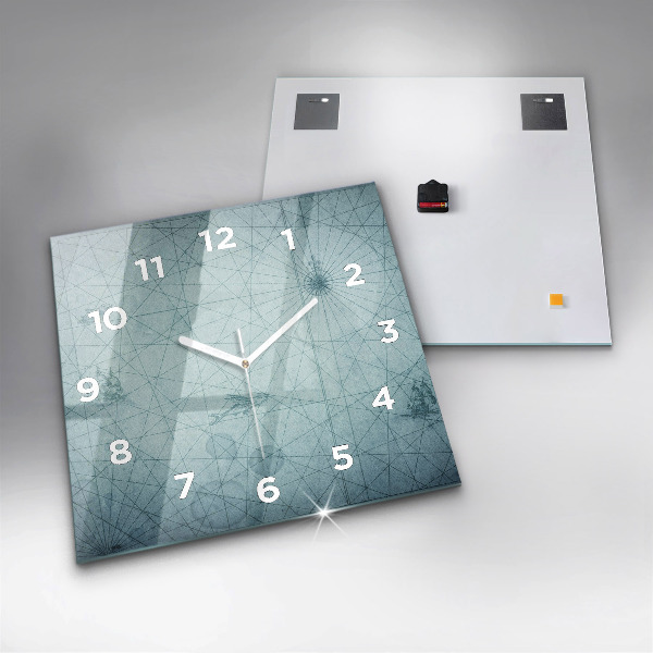 Ceas pătrat de perete din sticlă Hartă de epocă