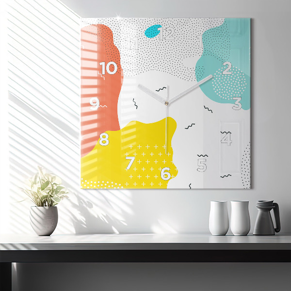 Ceas pătrat de perete din sticlă Abstracția POP