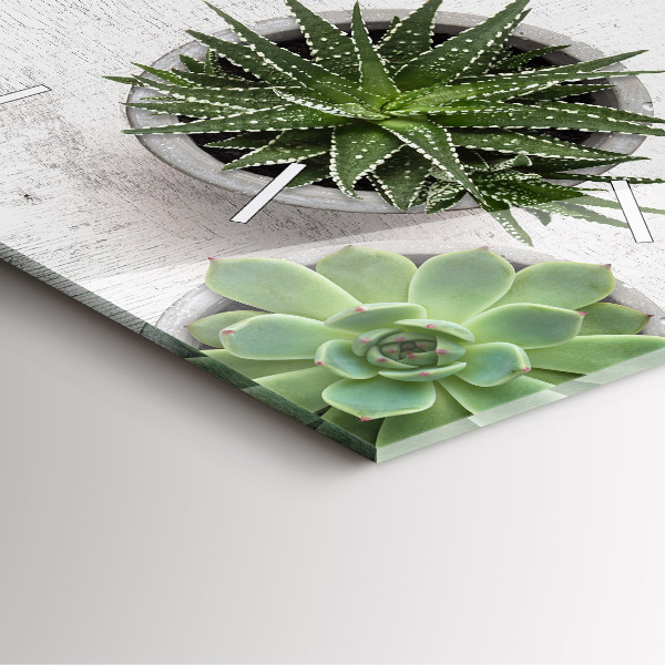 Ceas pătrat de perete din sticlă Plante decorative
