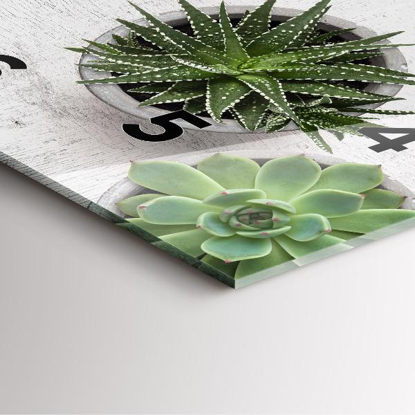 Ceas pătrat de perete din sticlă Plante decorative