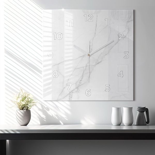 Ceas pătrat de perete din sticlă Marmură decorativă